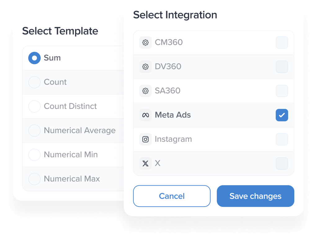 select template and select field screenshot